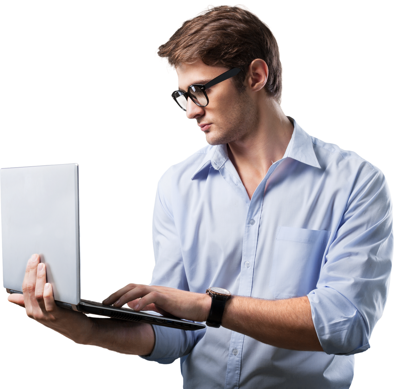 Man Holding a Laptop